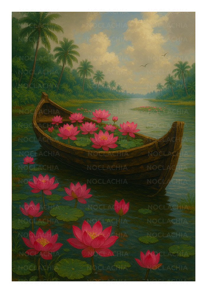 Lotus and waves Wall Posters – 300 GSM Art Print (without frame)