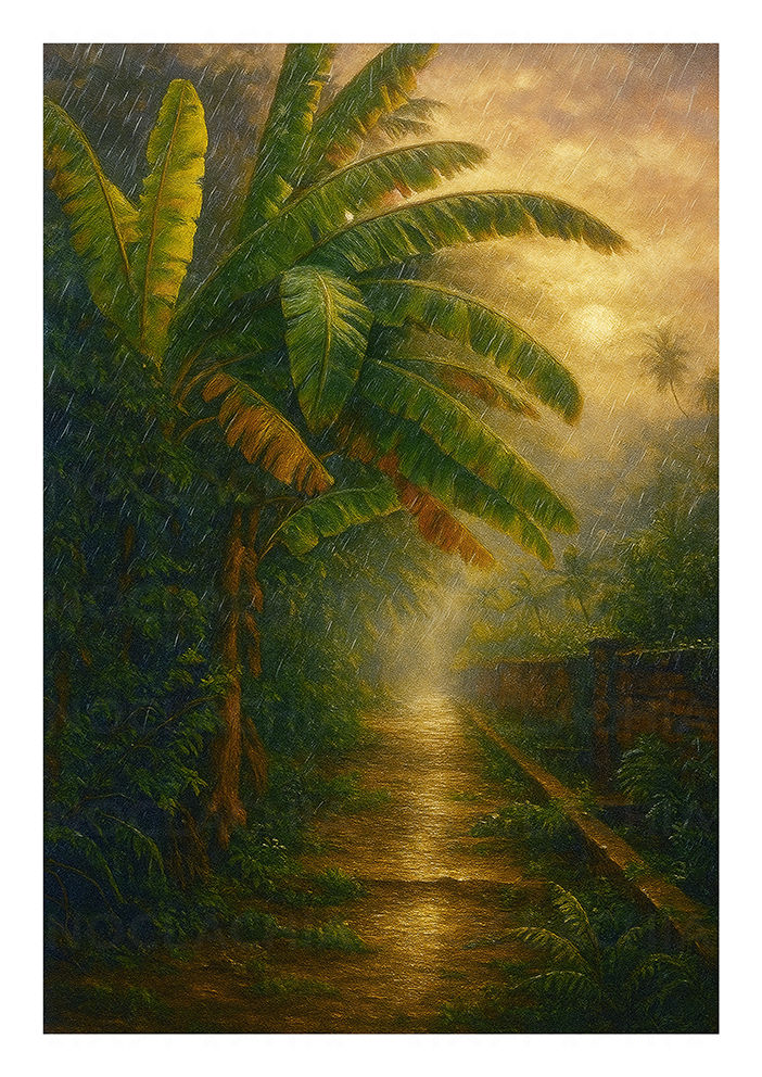 Rainy Day with the leaves Wall Posters – 300 GSM Art Print (without frame)