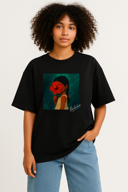 Hibiscus Girl NOSTALGIC Unisex Terry Oversized Tee