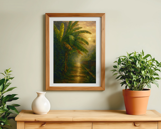 Rainy Day with the leaves Wall Posters – 300 GSM Art Print (without frame)