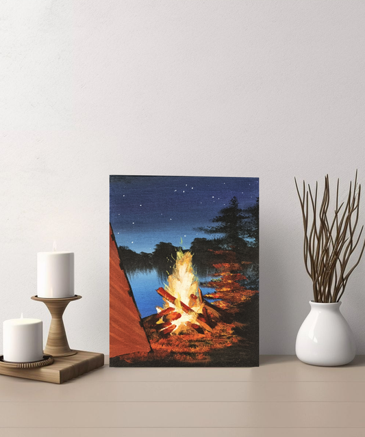 Campfire Stillness – Acrylic on Canvas Board (10x8 inches)